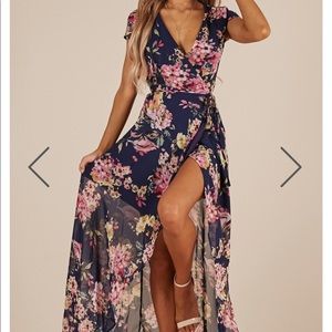 Showpo navy floral maxi dress